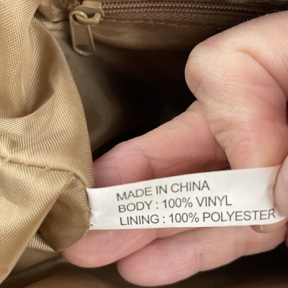 MULTI-SAC Purse Beige Double Handle Shoulder Bag Pebbled Faux Leather Medium - Picture 13 of 14